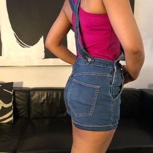 Denim overalls short